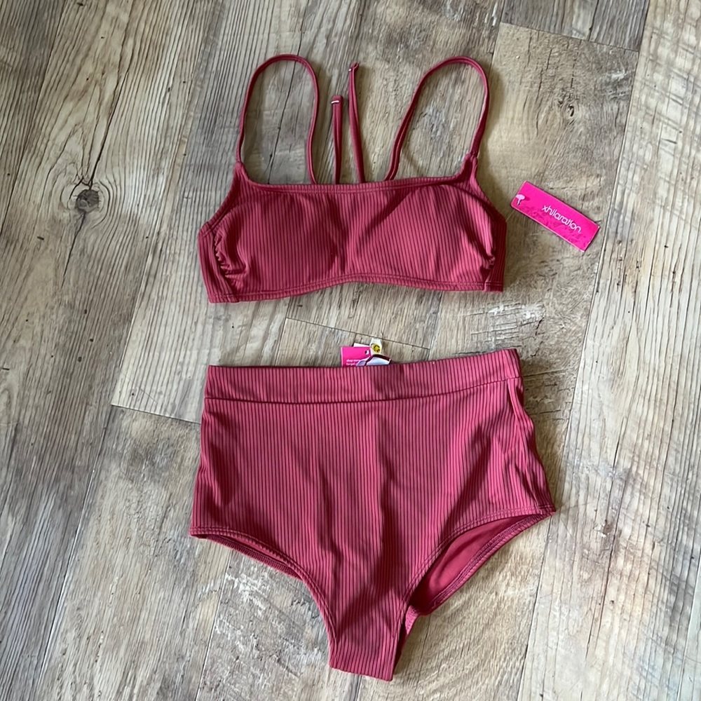Xhilaration Ribbed Bikini Top and Bottom Size Medium